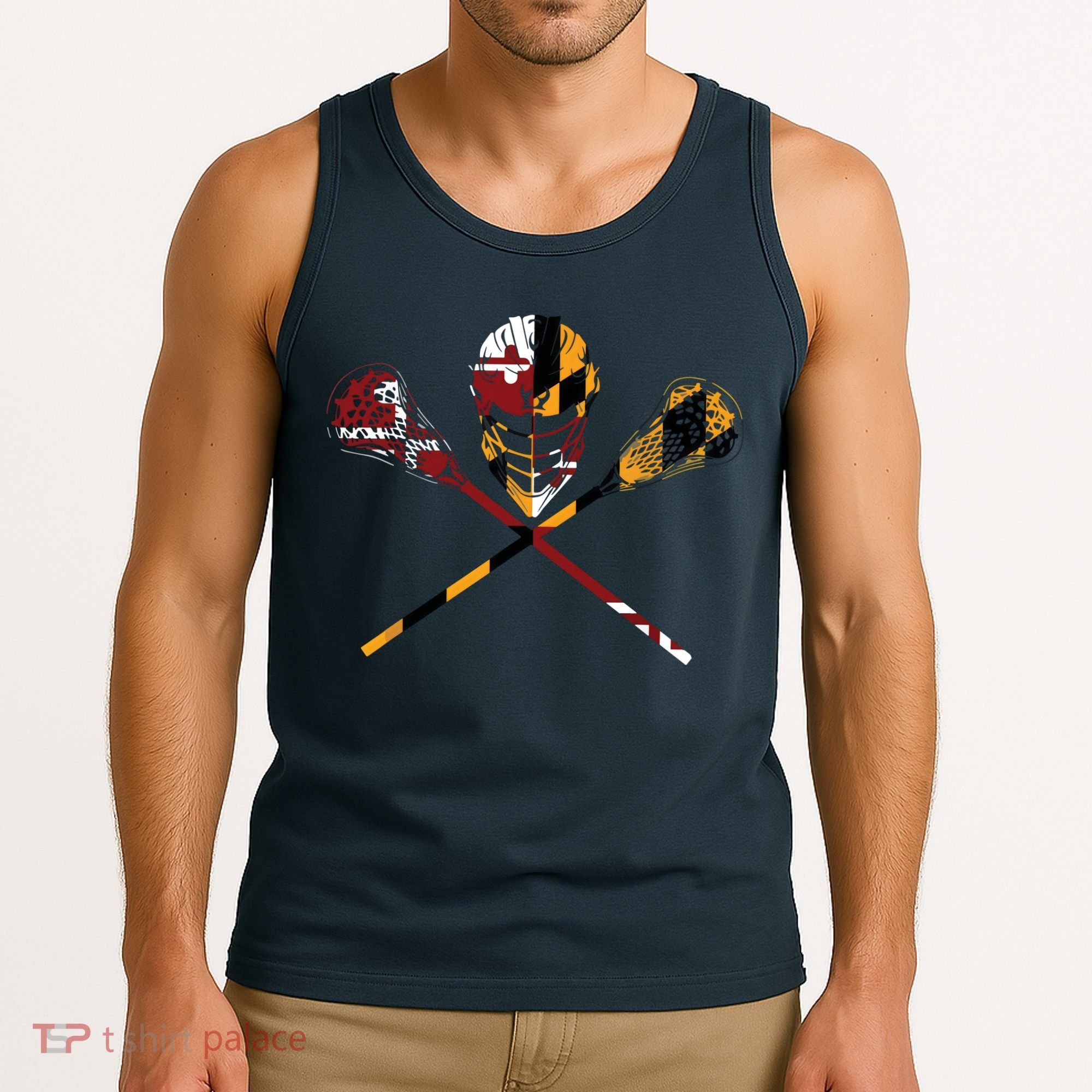 Maryland Flag Lacrosse College LAX Stick Tank Top