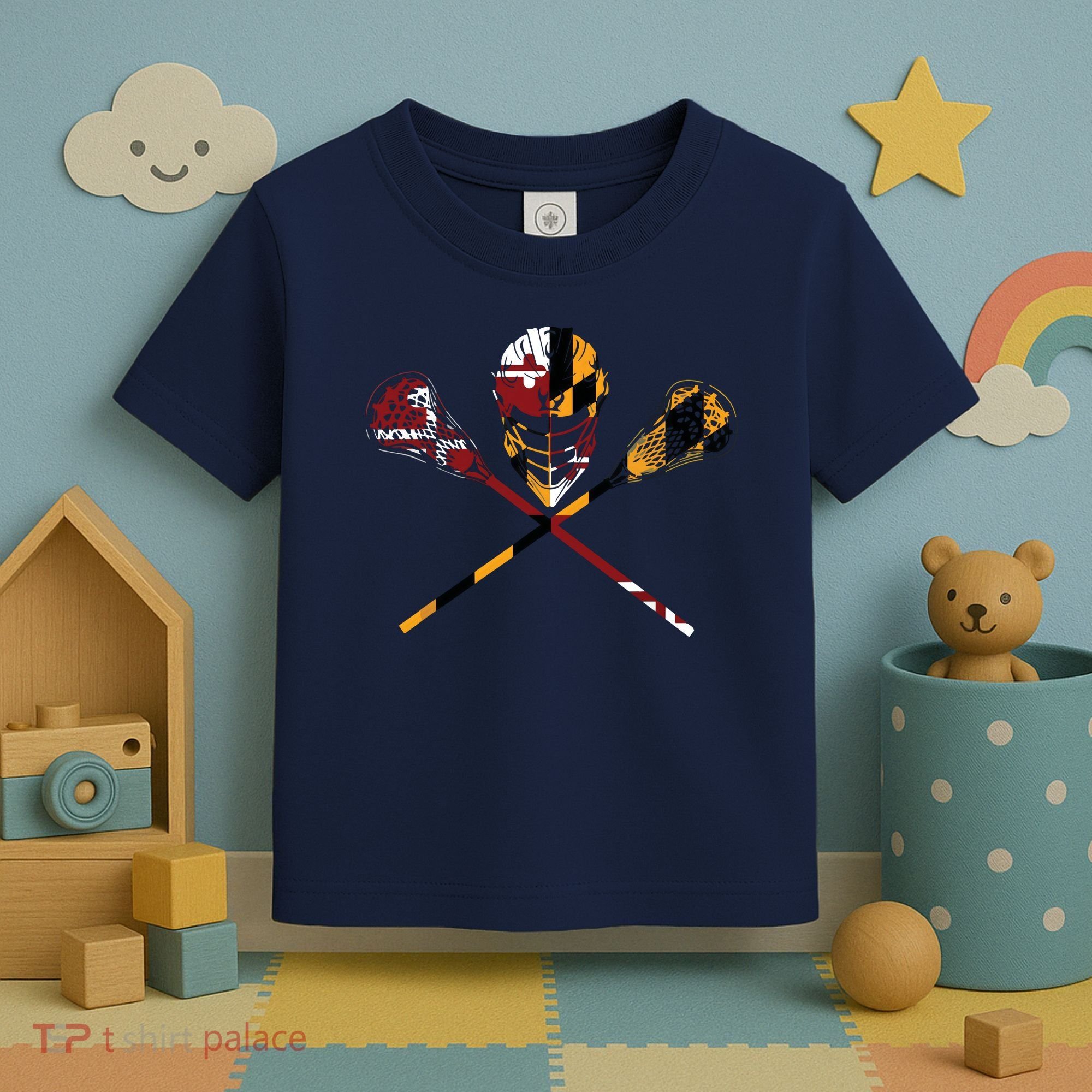 Maryland Flag Lacrosse College LAX Stick Toddler T-Shirt