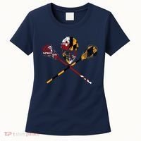 Maryland Flag Lacrosse College LAX Stick Women's T-Shirt thumb 0