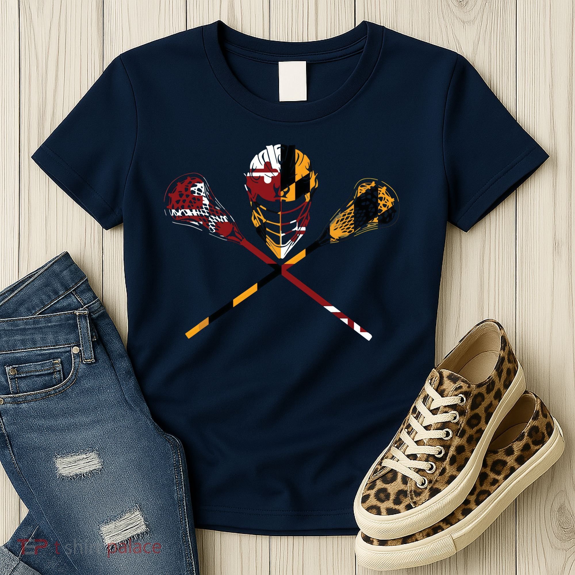 Maryland Flag Lacrosse College LAX Stick Women's T-Shirt
