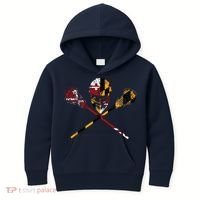 Maryland Flag Lacrosse College LAX Stick Kids Hoodie thumb 0