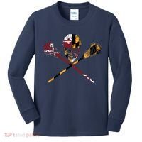 Maryland Flag Lacrosse College LAX Stick Kids Long Sleeve Shirt thumb 0