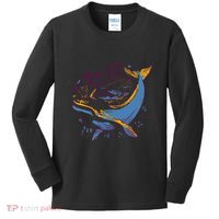 More Fish Less Plastic Whale Ocean Nature Sea Environment Kids Long Sleeve Shirt thumb 0