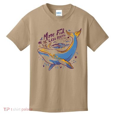 More Fish Less Plastic Whale Ocean Nature Sea Environment Kids T-Shirt