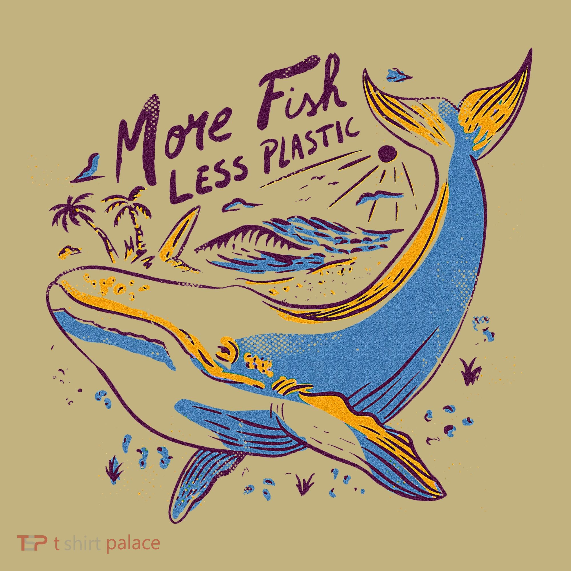 More Fish Less Plastic Whale Ocean Nature Sea Environment Kids T-Shirt