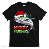Merry Fishmas Lighting Santa Tuna Fish Fishing Christmas T-Shirt thumb 0