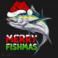 Merry Fishmas Lighting Santa Tuna Fish Fishing Christmas T-Shirt thumb 7