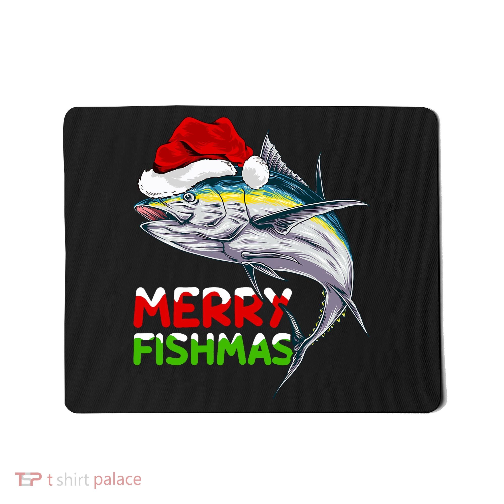 Merry Fishmas Lighting Santa Tuna Fish Fishing Christmas Mousepad