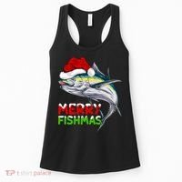 Merry Fishmas Lighting Santa Tuna Fish Fishing Christmas Women's Tank Top thumb 0