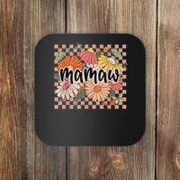 Mamaw Floral Mother'S Day Wildflower Girl Checkered Coaster thumb 0