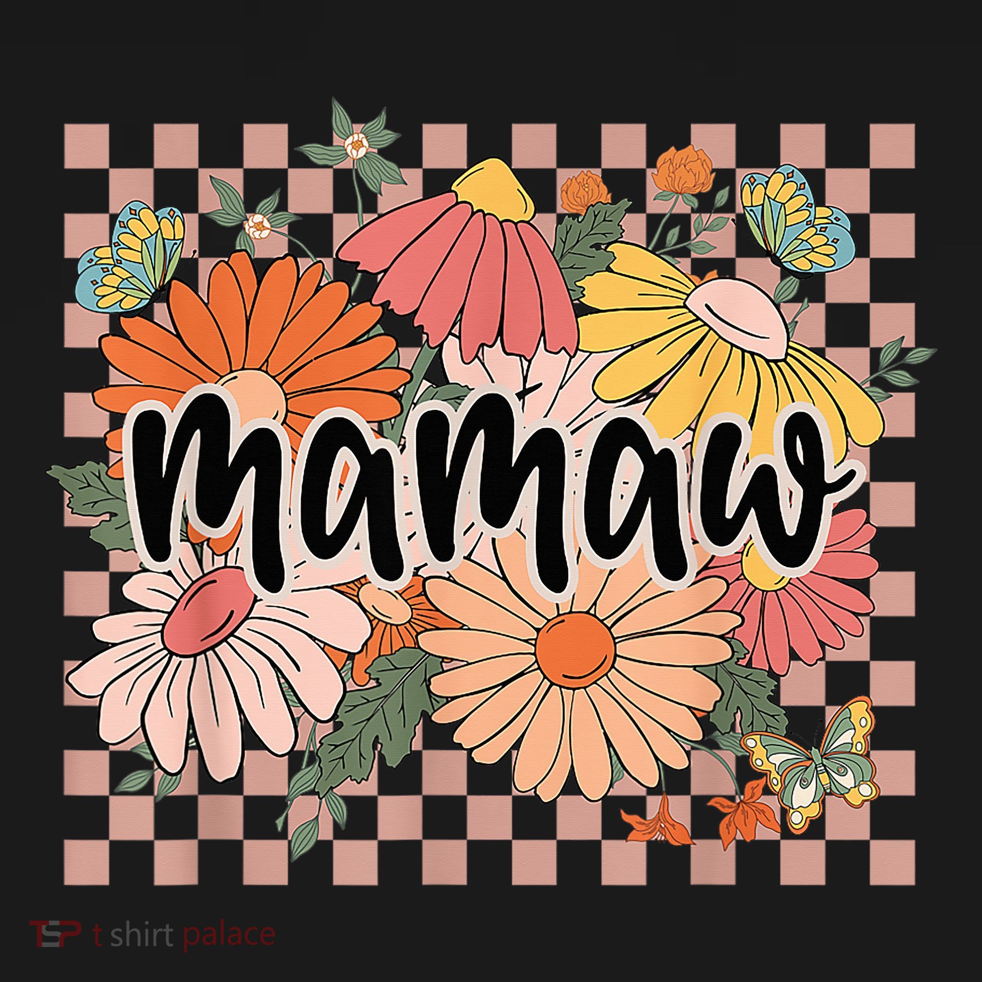 Mamaw Floral Mother'S Day Wildflower Girl Checkered Coaster