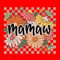 Mamaw Floral Mother'S Day Wildflower Girl Checkered Santa Hat thumb 1