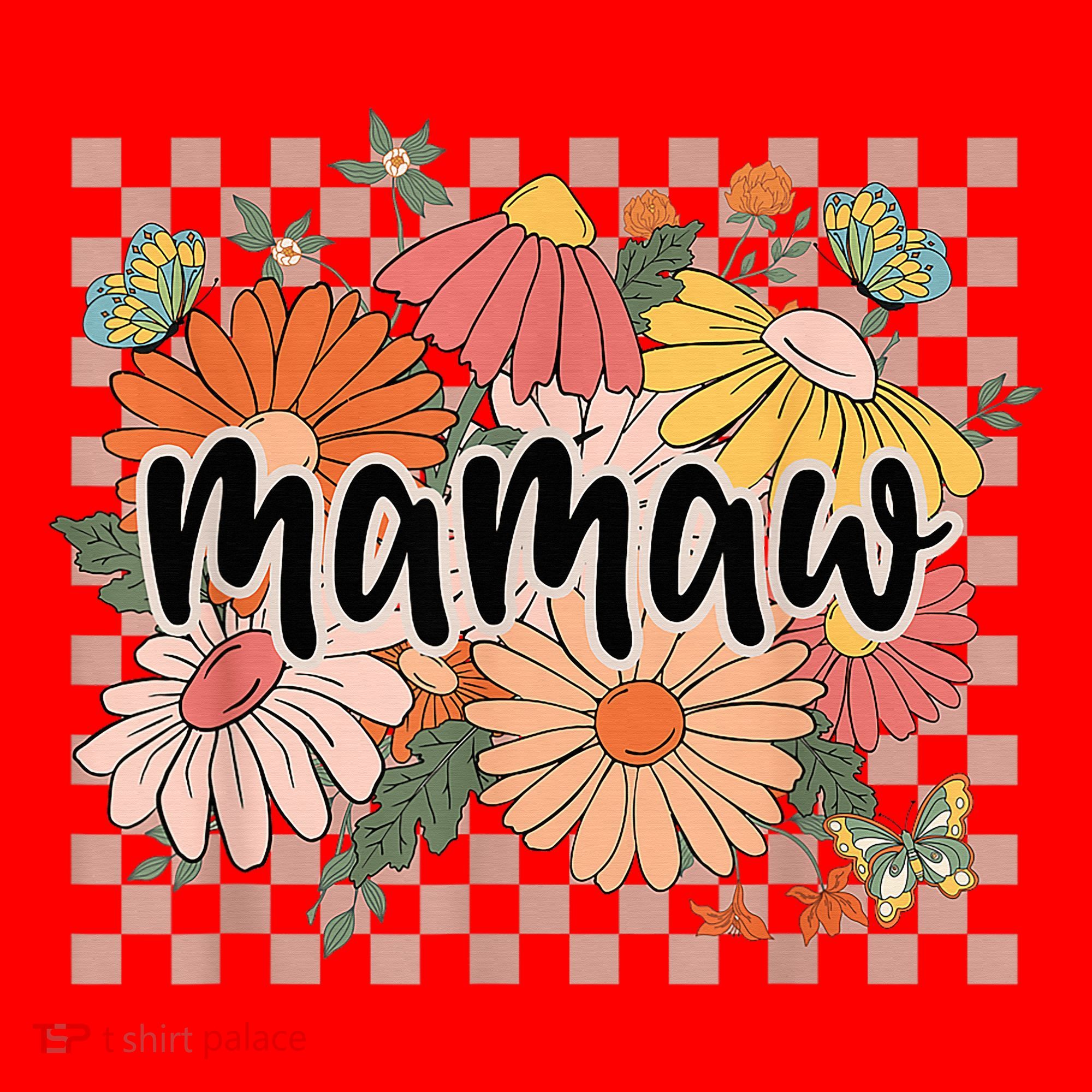 Mamaw Floral Mother'S Day Wildflower Girl Checkered Santa Hat