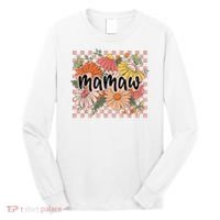 Mamaw Floral Mother'S Day Wildflower Girl Checkered Long Sleeve Shirt thumb 0
