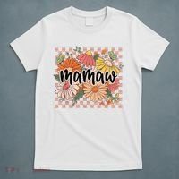 Mamaw Floral Mother'S Day Wildflower Girl Checkered T-Shirt thumb 5