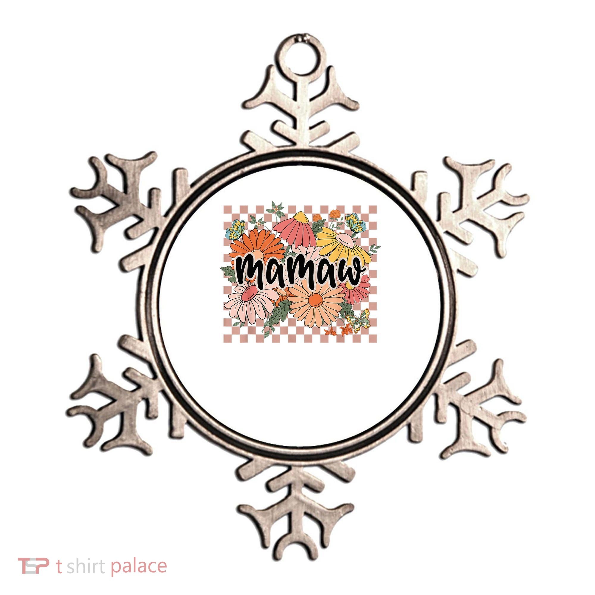 Mamaw Floral Mother'S Day Wildflower Girl Checkered Ornament