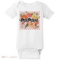 Mamaw Floral Mother'S Day Wildflower Girl Checkered Baby Bodysuit thumb 0
