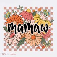 Mamaw Floral Mother'S Day Wildflower Girl Checkered Visor thumb 3