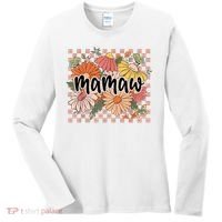 Mamaw Floral Mother'S Day Wildflower Girl Checkered Women's Long Sleeve Shirt thumb 0