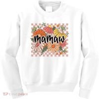 Mamaw Floral Mother'S Day Wildflower Girl Checkered Kids Sweatshirt thumb 0