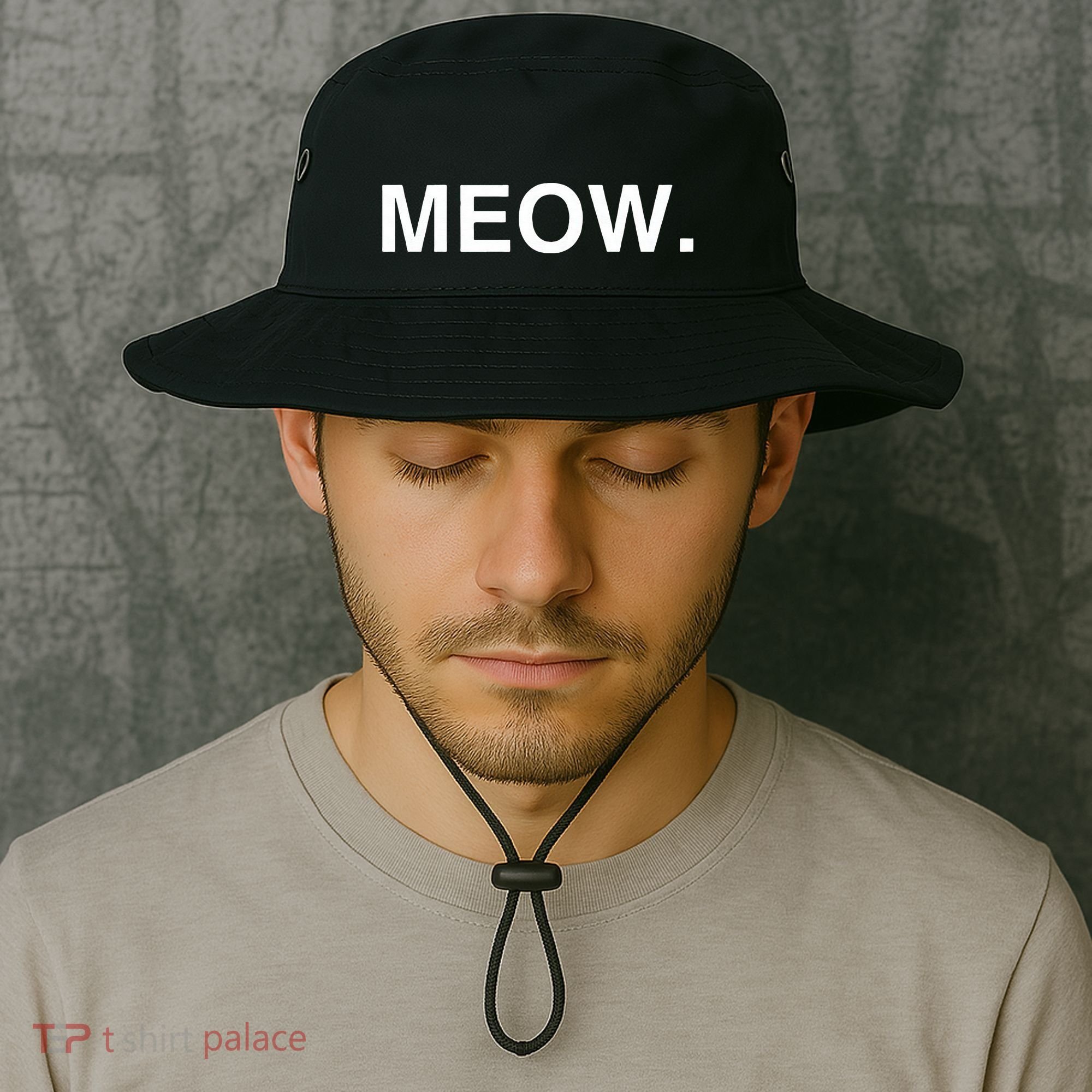 Meow Funny Minimalist Pet Kitten Cat Lover Gift Bucket Hat