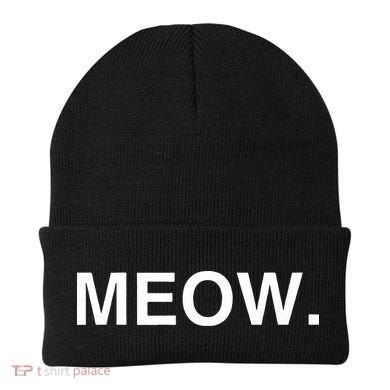 Meow Funny Minimalist Pet Kitten Cat Lover Gift Beanie