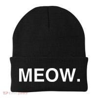 Meow Funny Minimalist Pet Kitten Cat Lover Gift Beanie thumb 0