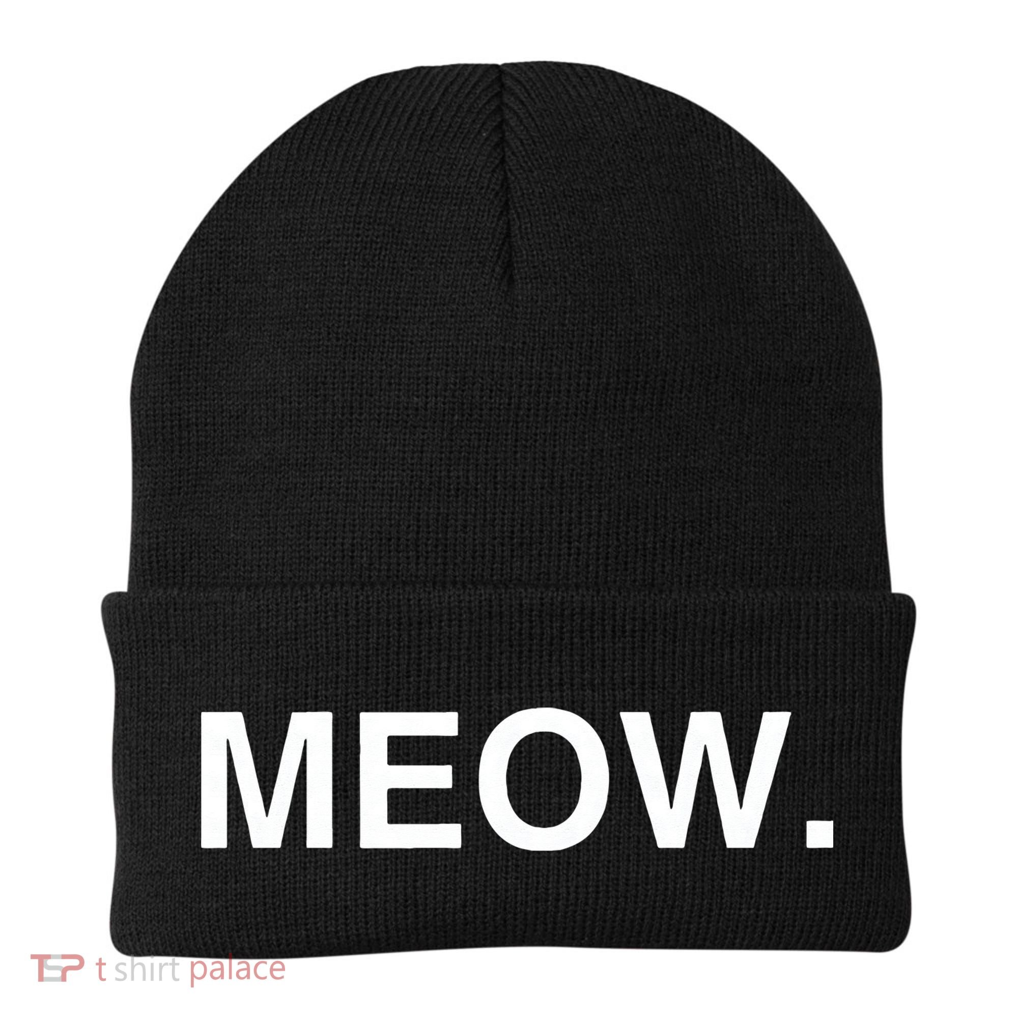 Meow Funny Minimalist Pet Kitten Cat Lover Gift Beanie