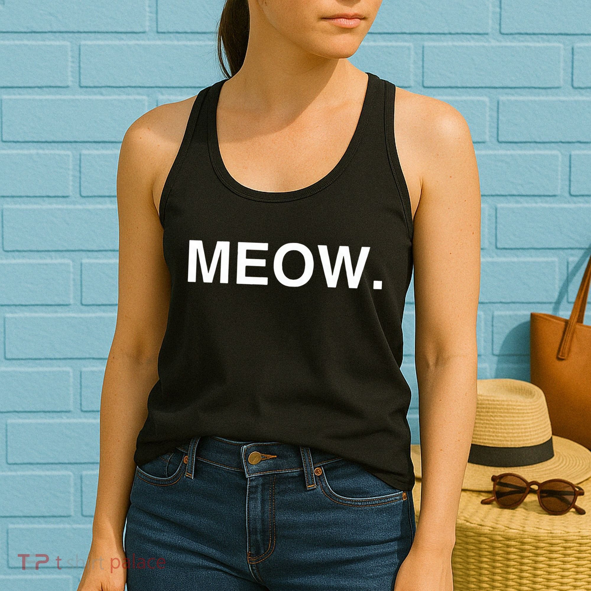 Meow Funny Minimalist Pet Kitten Cat Lover Gift Women's Tank Top