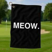 Meow Funny Minimalist Pet Kitten Cat Lover Gift Golf Towel thumb 1