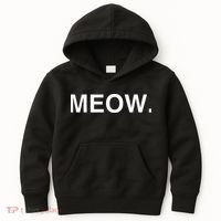 Meow Funny Minimalist Pet Kitten Cat Lover Gift Kids Hoodie thumb 0