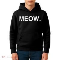 Meow Funny Minimalist Pet Kitten Cat Lover Gift Kids Hoodie thumb 4