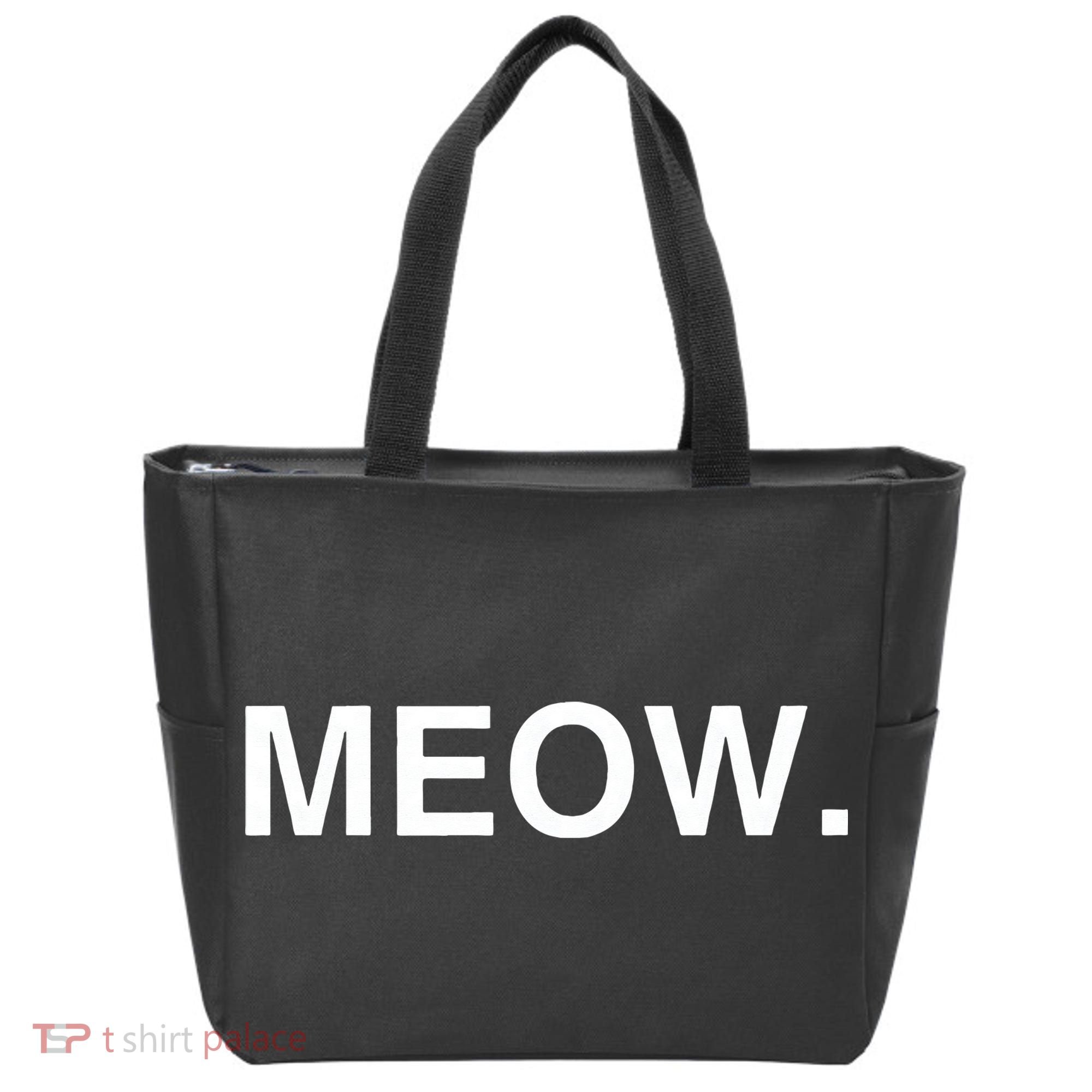 Meow Funny Minimalist Pet Kitten Cat Lover Gift Tote Bag