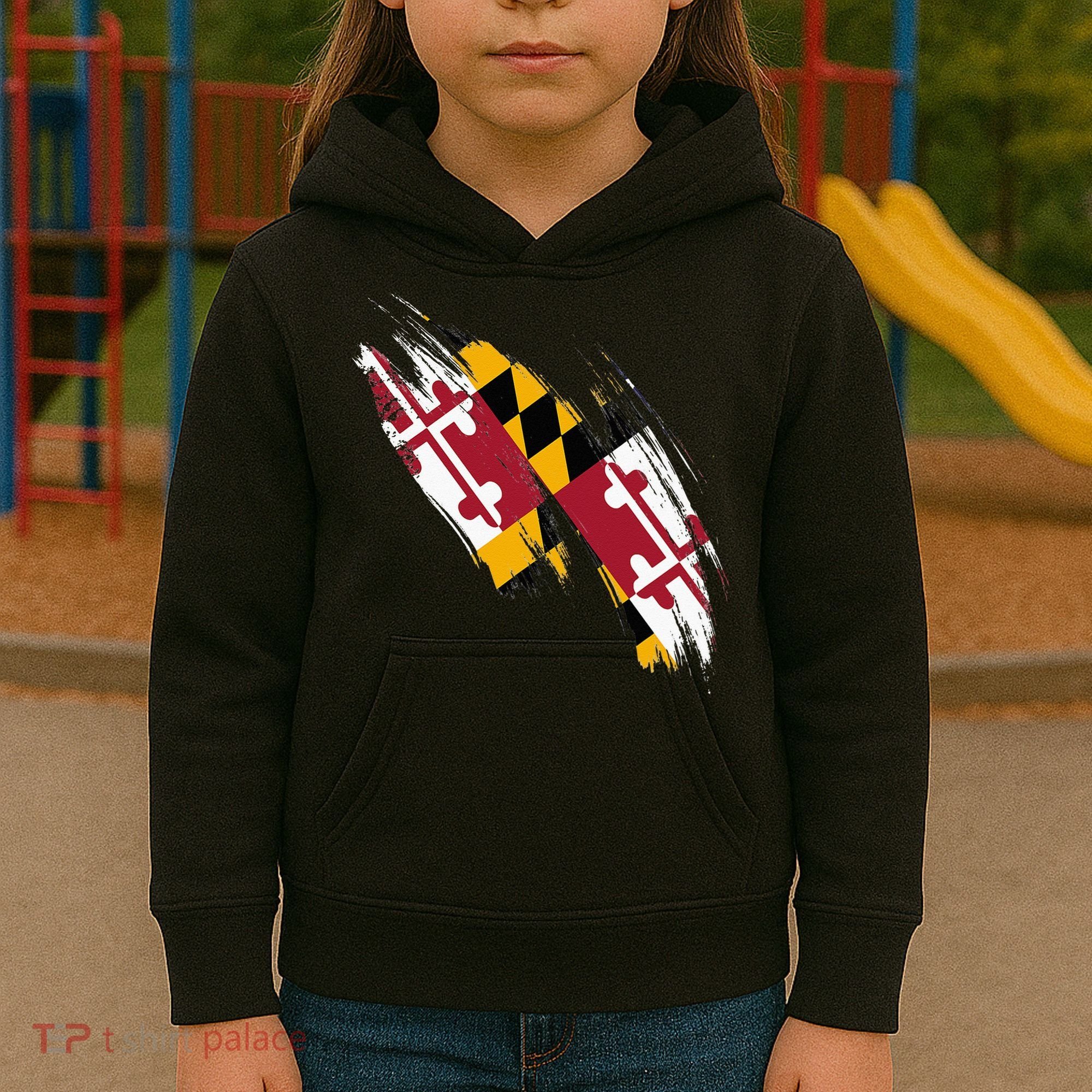 Maryland Flag Marylander Maryland Flag State Pride Kids Hoodie