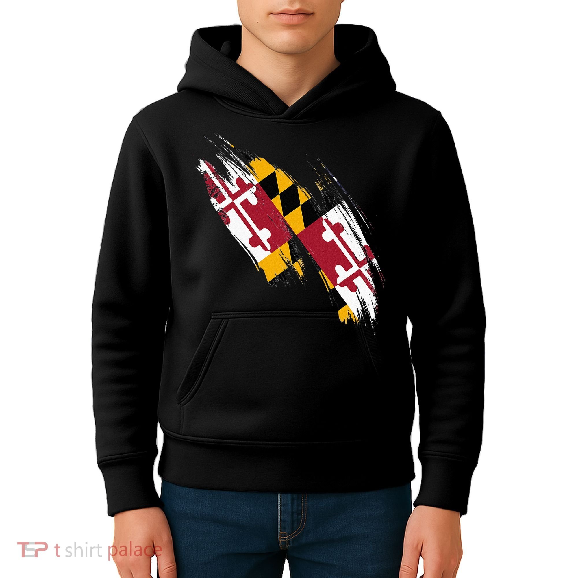 Maryland Flag Marylander Maryland Flag State Pride Kids Hoodie