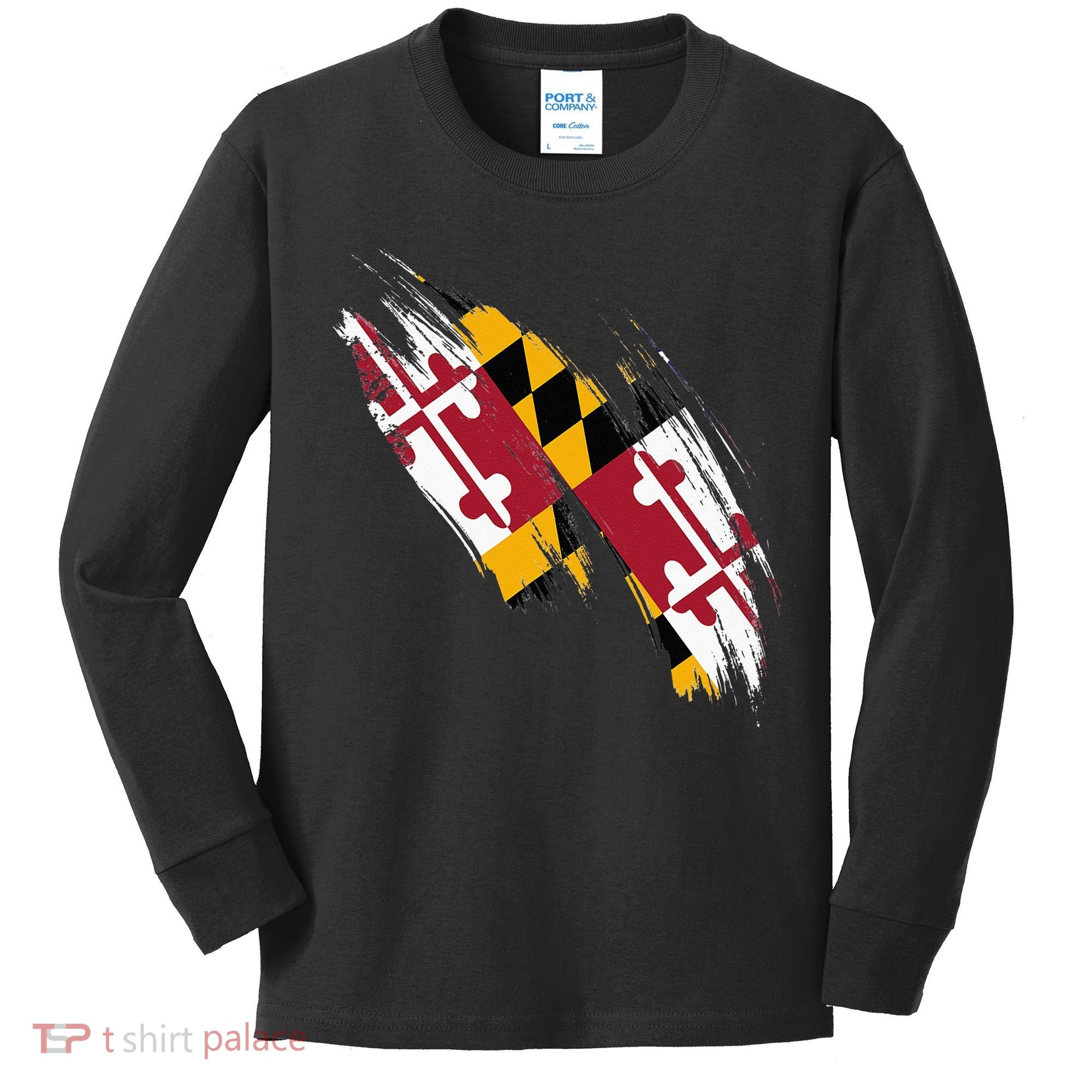 Maryland Flag Marylander Maryland Flag State Pride Kids Long Sleeve Shirt