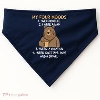 My Four Moods I Need Coffee I Need A Nap Bear Coffee Lover USA-Made Doggie Bandana thumb 0