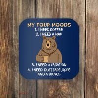My Four Moods I Need Coffee I Need A Nap Bear Coffee Lover Coaster thumb 0