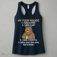 My Four Moods I Need Coffee I Need A Nap Bear Coffee Lover Women's Tank Top thumb 3