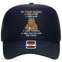 My Four Moods I Need Coffee I Need A Nap Bear Coffee Lover Hat thumb 0
