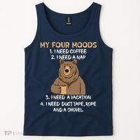 My Four Moods I Need Coffee I Need A Nap Bear Coffee Lover Tank Top thumb 2