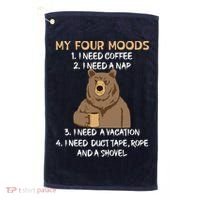 My Four Moods I Need Coffee I Need A Nap Bear Coffee Lover Golf Towel thumb 0