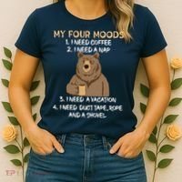 My Four Moods I Need Coffee I Need A Nap Bear Coffee Lover Women's T-Shirt thumb 2