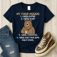 My Four Moods I Need Coffee I Need A Nap Bear Coffee Lover Women's T-Shirt thumb 3