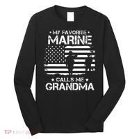 My Favorite Marine Calls Me Grandma USA Flag Long Sleeve Shirt thumb 0
