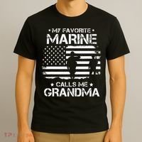 My Favorite Marine Calls Me Grandma USA Flag T-Shirt thumb 3