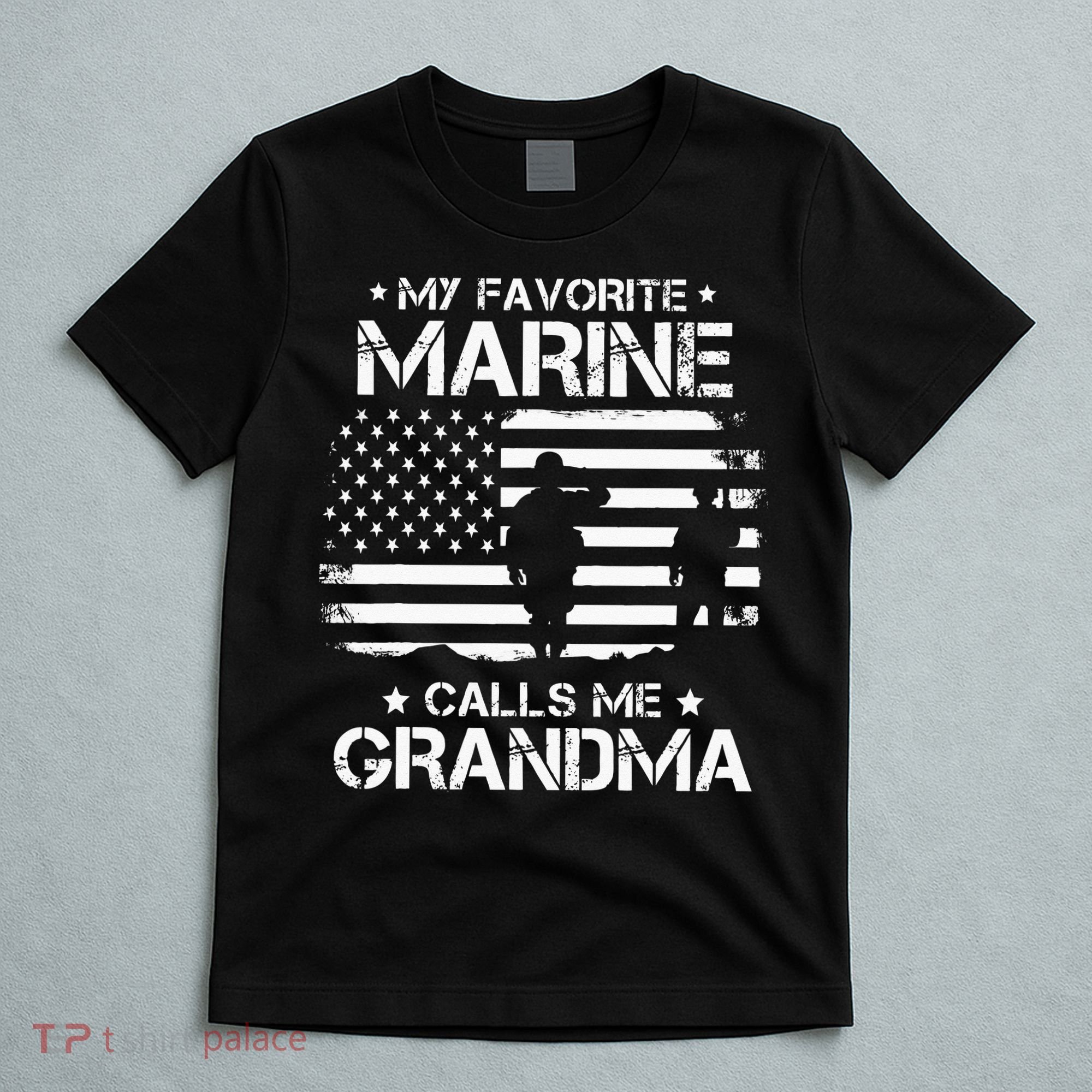 My Favorite Marine Calls Me Grandma USA Flag T-Shirt