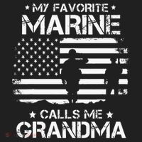 My Favorite Marine Calls Me Grandma USA Flag Beanie thumb 2