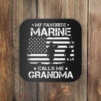 My Favorite Marine Calls Me Grandma USA Flag Coaster thumb 0