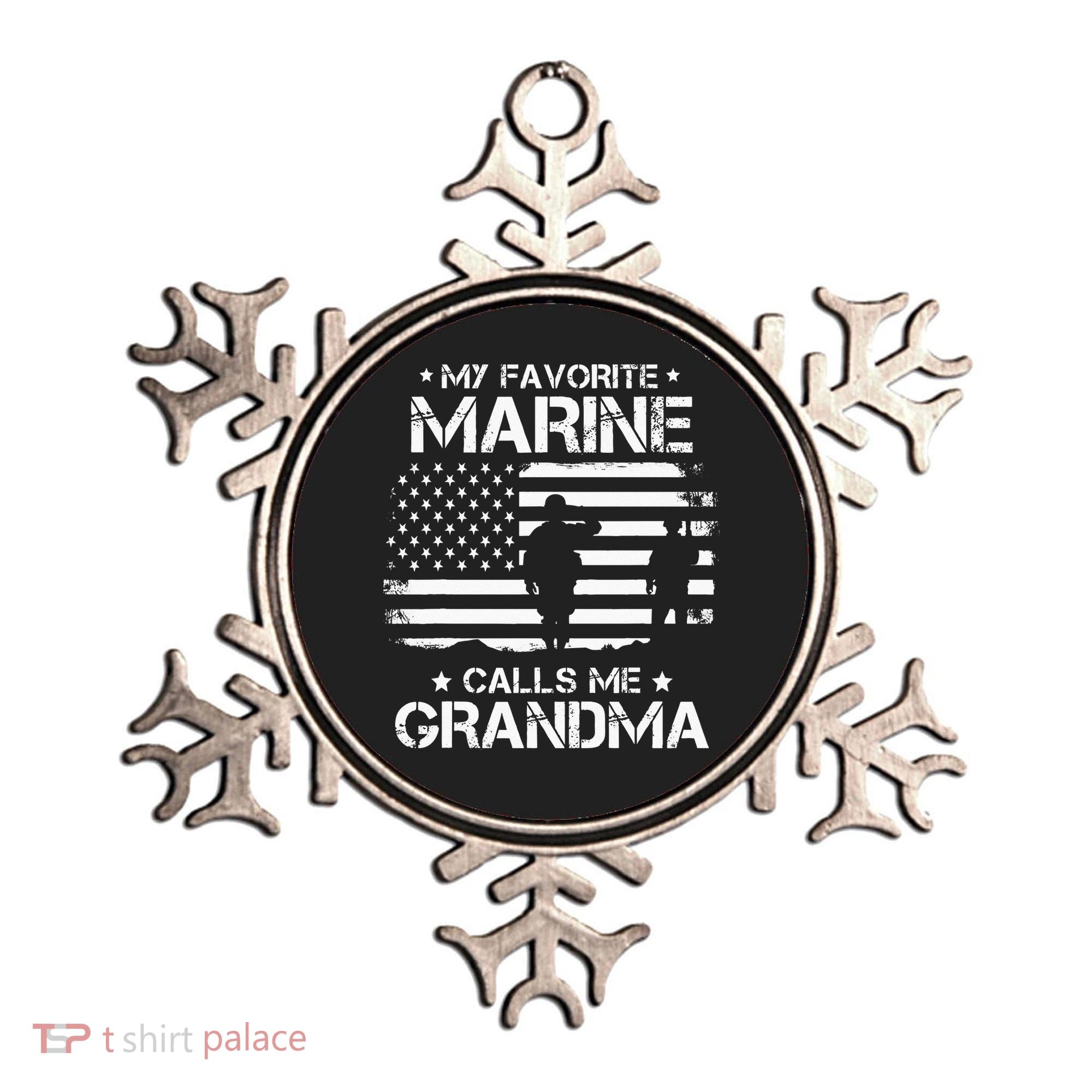 My Favorite Marine Calls Me Grandma USA Flag Ornament